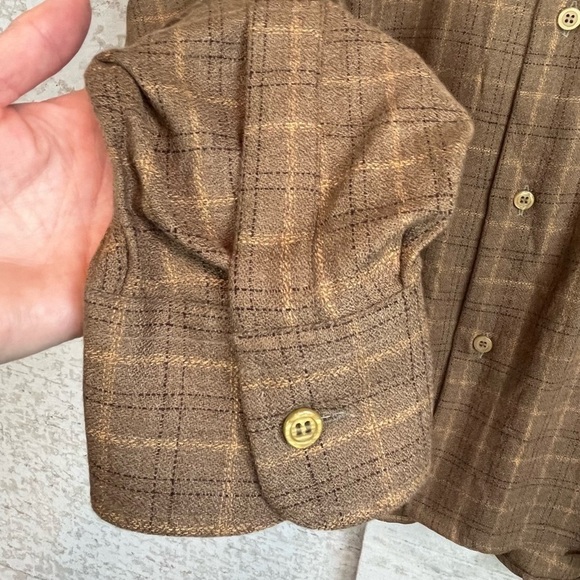 NWT Pronto Uomo Made In Italy Brown Tan Plaid Shirt Button Up Sz L Office Casual - Picture 3 of 15